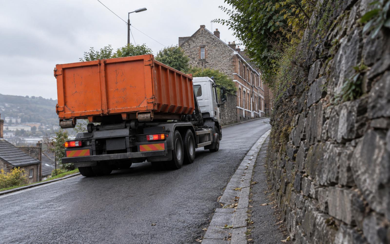 Ambiance générée évoquant un camion montant un coteau de Flémalle.