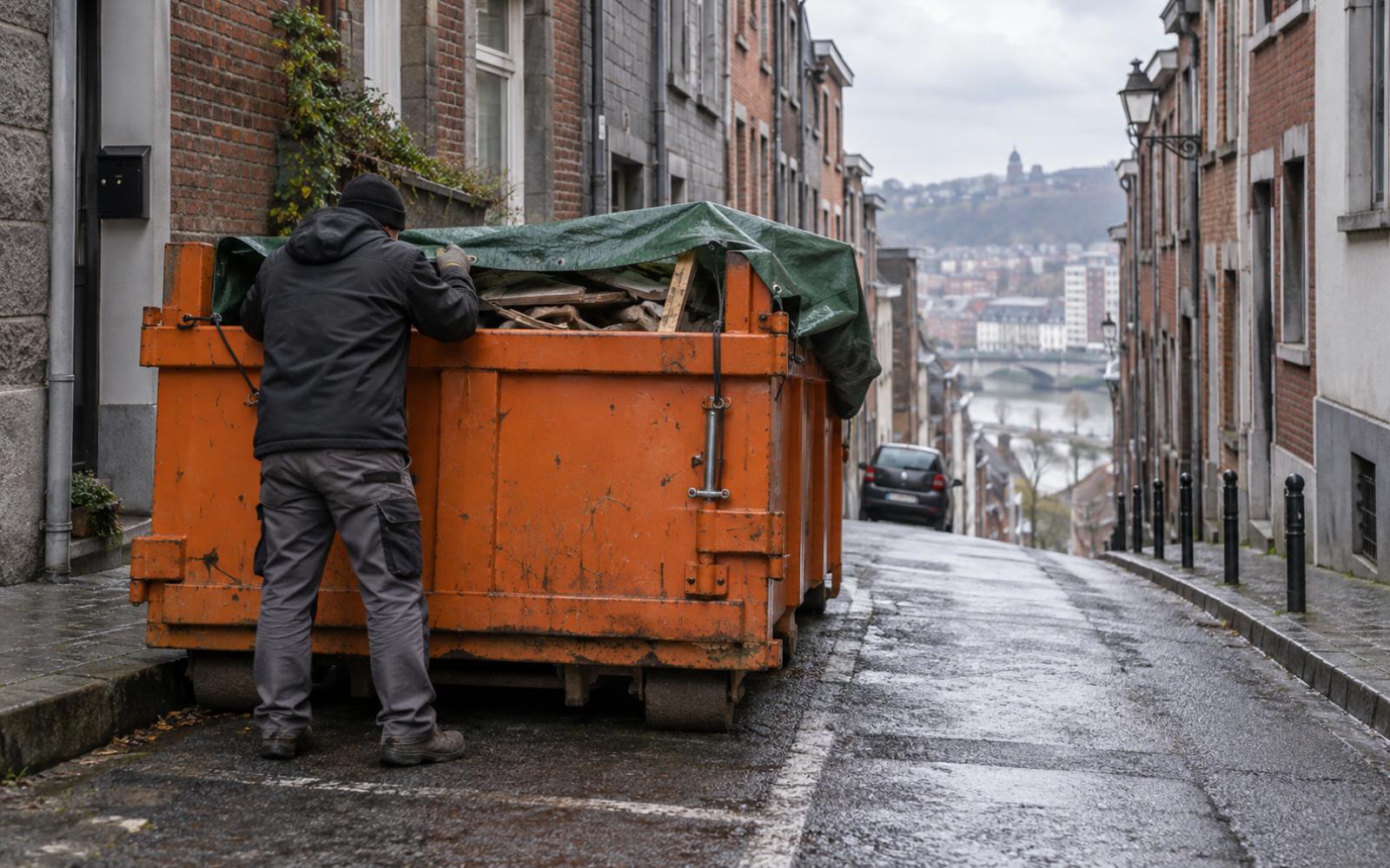 Ambiance générée évoquant un petit container dans une rue de Saint-Nicolas.