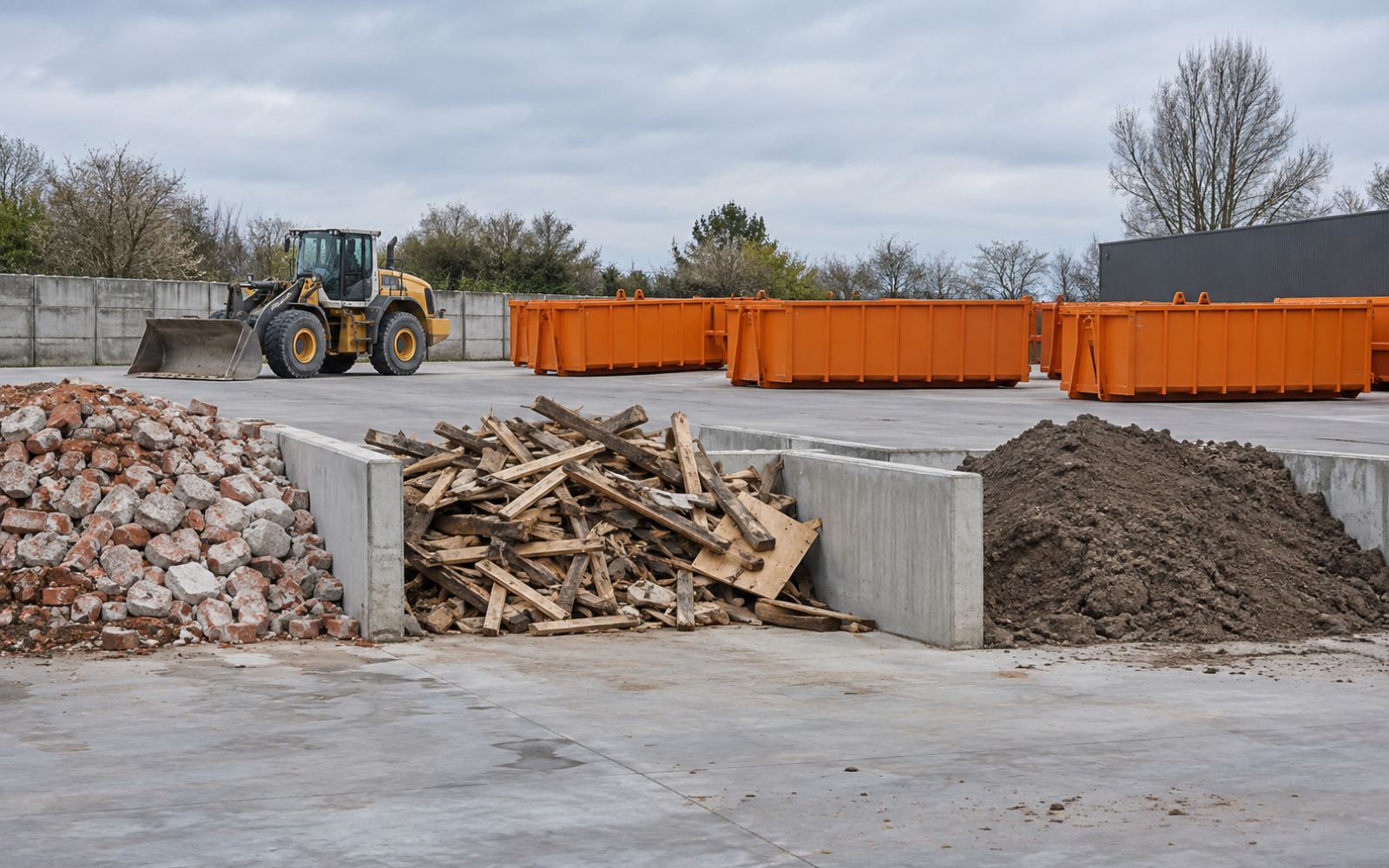 Plateforme de tri où les containers sont vidés et les matériaux séparés.