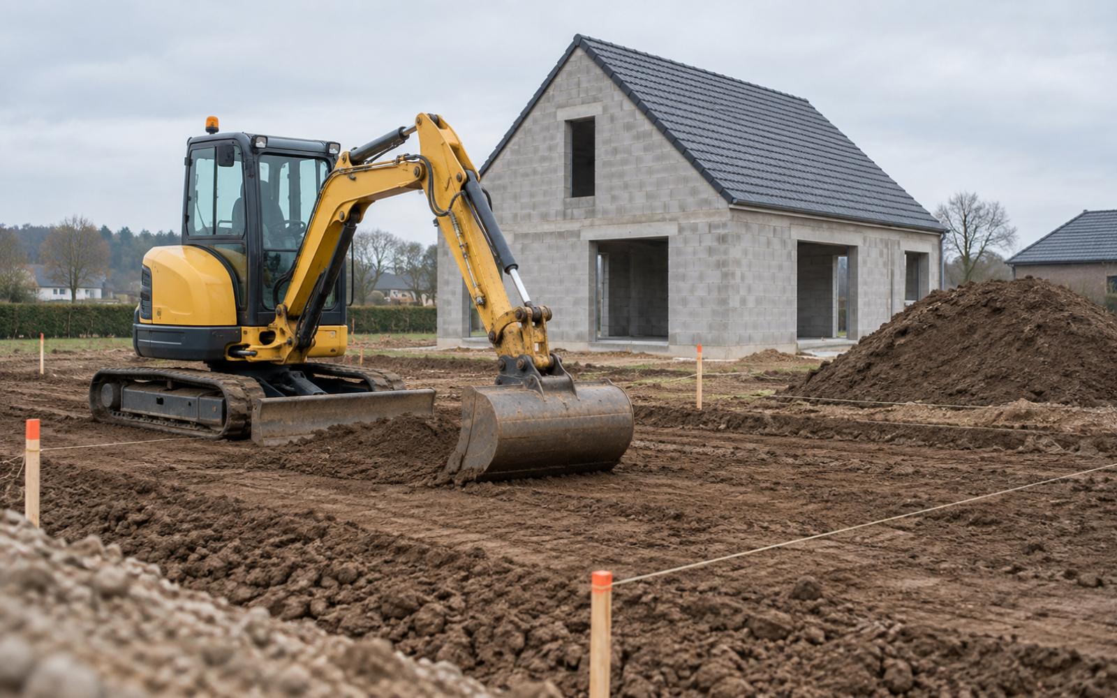 Nivellement d’un terrain avant construction.